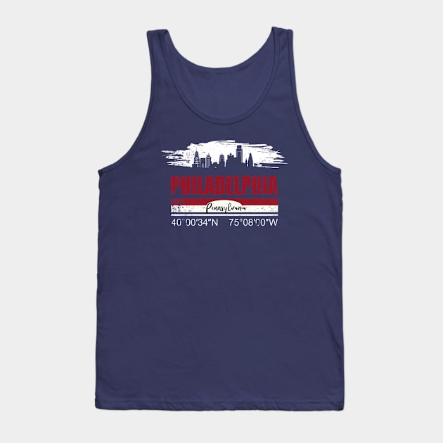 Philadelphia Skyline City Silhouette Tank Top by DimDom